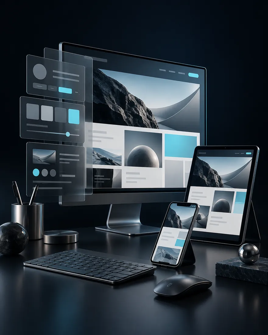Composição de interfaces responsivas em desktop, tablet e celular